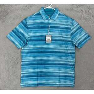 Hickey Freeman Polo Shirt‎ Adult Medium Blue Striped Golf Rugby Athletic Men NEW